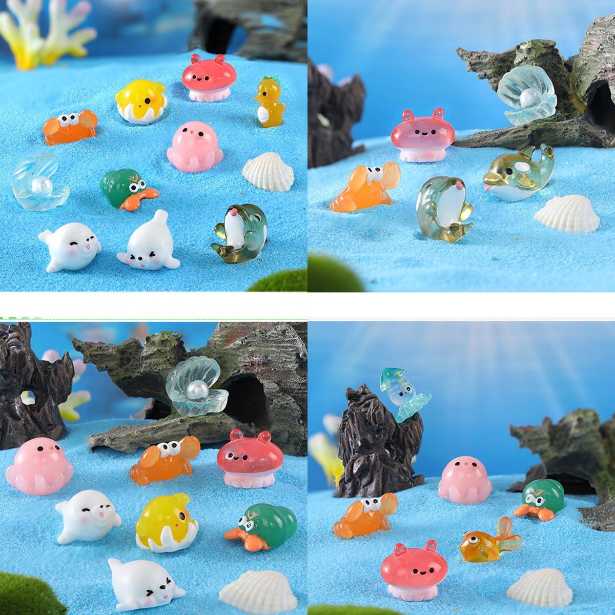 Marine Aquarium Home - Mini Ocean Resin Animals Tiny Sea