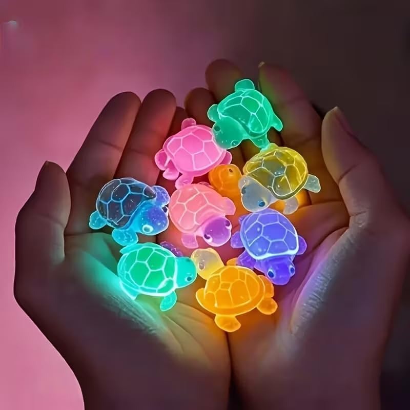 Marine Aquarium Epoxy - Glow-In-The-Dark Mini Resin Turtle Figurines 30PCS,