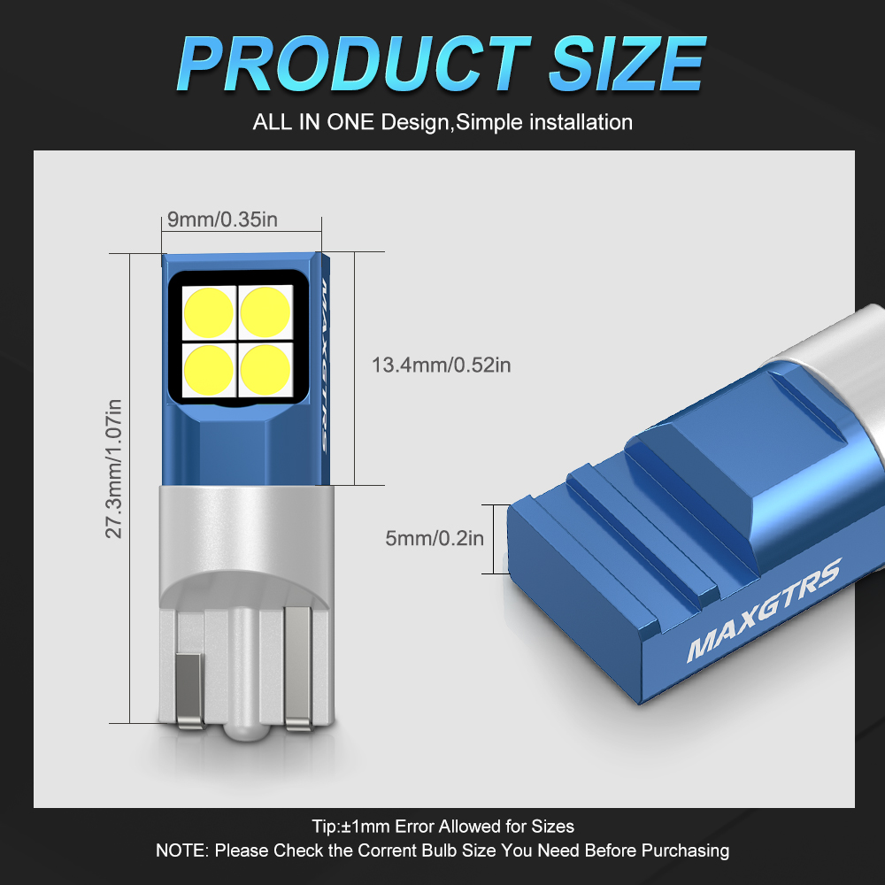 2x T10 LED Lamp W5W 168 194 LE - Actinic Blue Led ulasan dan harga