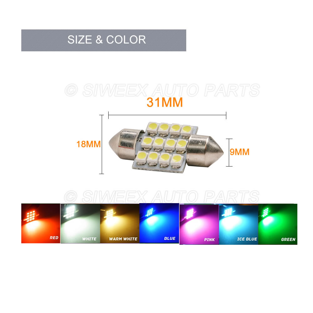 31mm 3528 1210 SMD 12 LED Car  - Actinic Blue Led ulasan dan harga