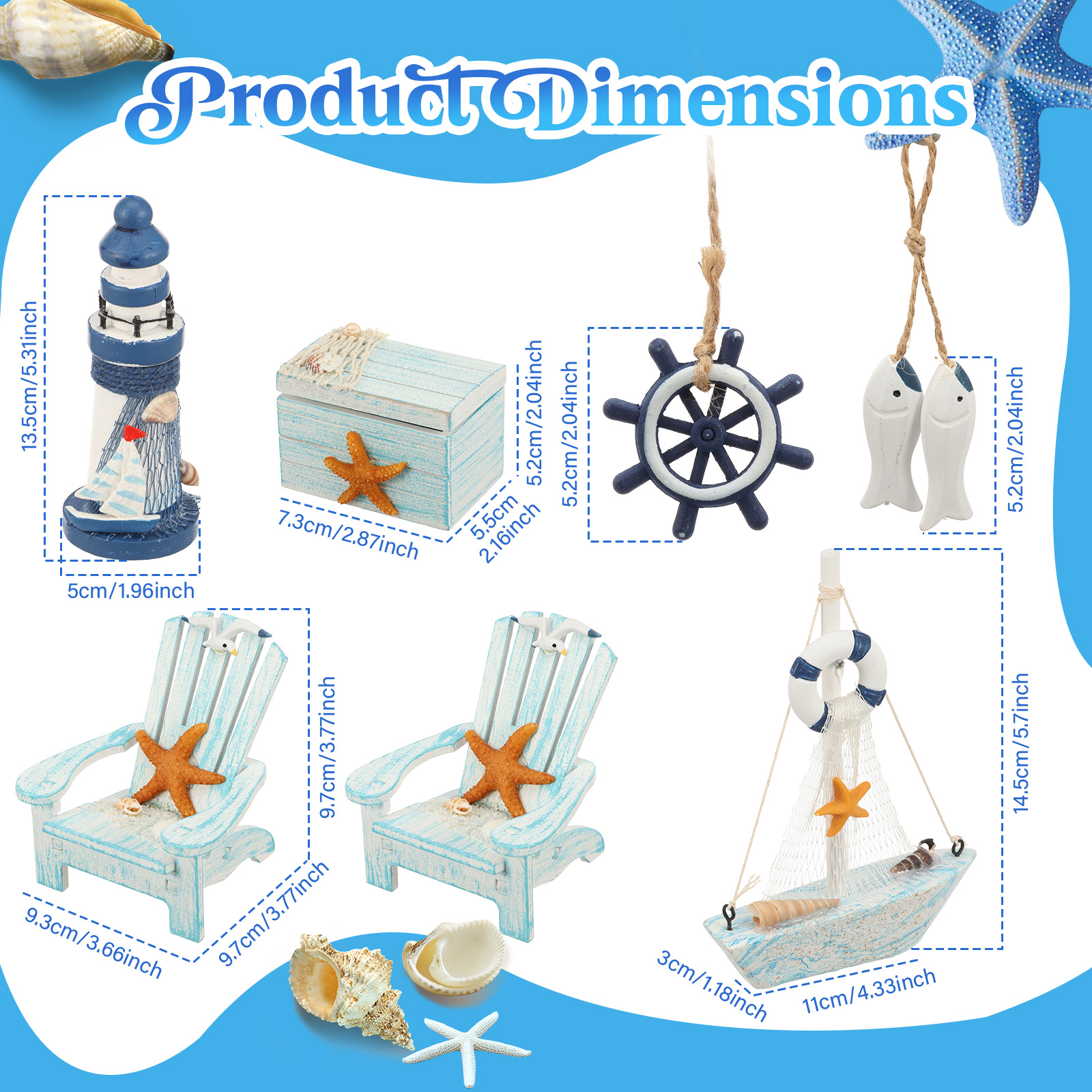 7Pcs Mini Nautical Style Woode - Marine Aquarium Home ulasan dan harga